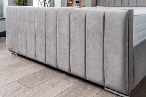 Ottoman Storage Gas Lift Up Winged Bed Frame Velvet Upholstered Double King Size - Picture 4 of 24