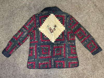 DONNA SHARP Women Quilted Blazer Jacket Paisley Holiday Patchwork Embroidered XL