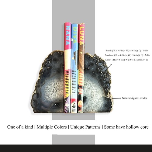 Agate Bookends for Heavy Books Pre-Matched Table Polished Crystal Stone Bookend - Picture 17 of 71