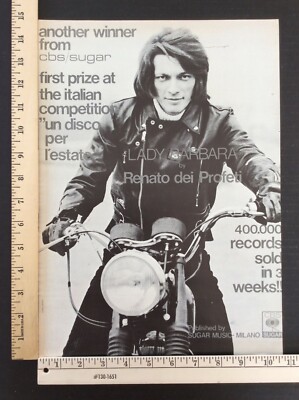 Rare Orig VTG 1970 Lady Barbara Renato Profeti Poster Style Music Ad Art Print