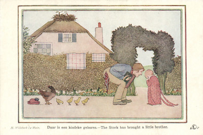 PC CPA WILLEBEEK LE MAIR KÜNSTLER SIGNIERT, DER STORCH, VINTAGE POSTKARTE (b2944)