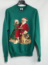 Vintage LEE Sweatshirt L Green Crewneck Made USA 90s Christmas Mr Santa Clause