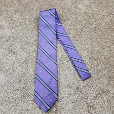 Brooks Brothers Purple Silk Repp Stripe Golden Fleece Logo Tie Made in USA