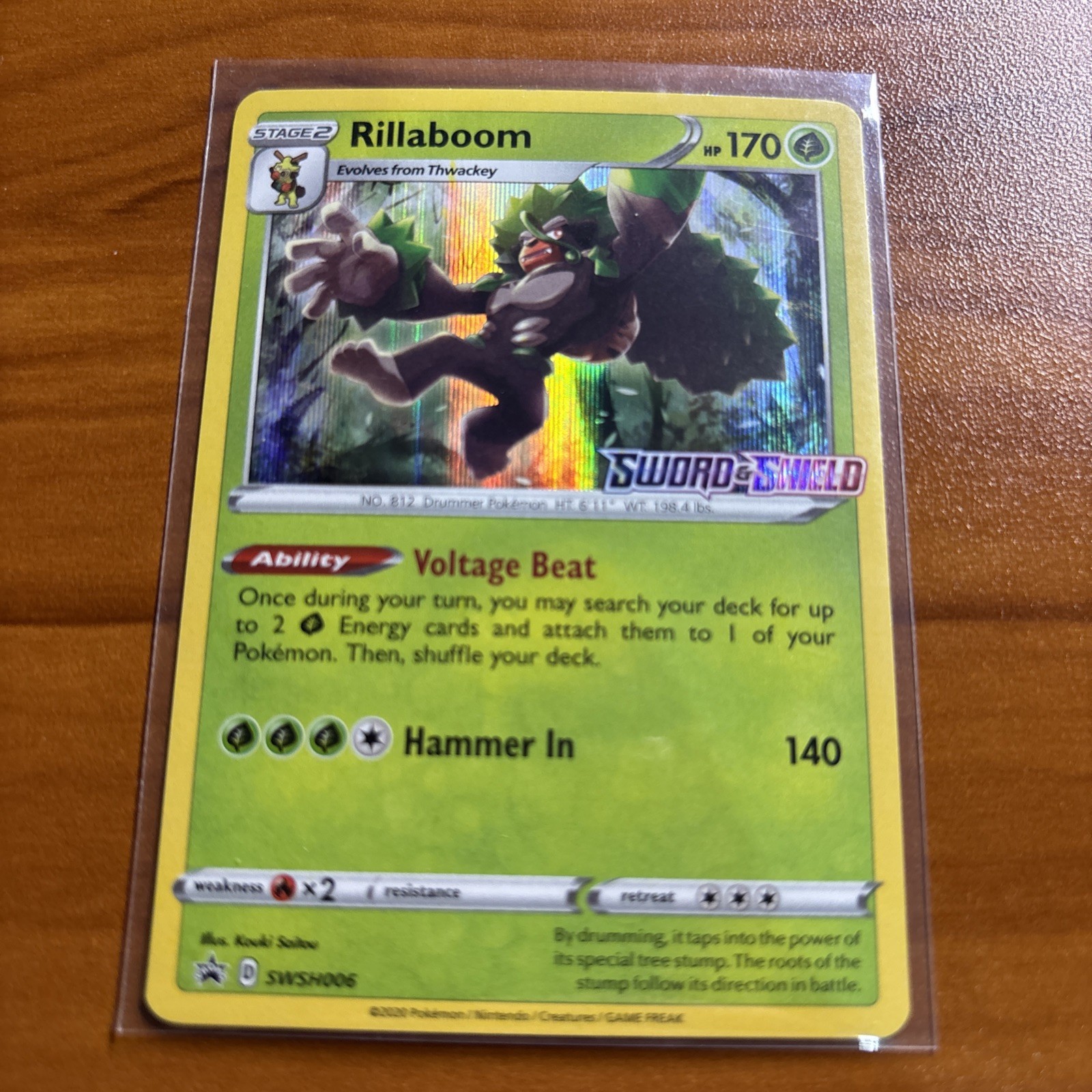 Rillaboom SWSH006 Black Star Promo Sword and Shield Holo Rare Pokemon Card
