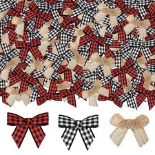 120 Mini Christmas Plaid Bows Buffalo Check Bows Holiday Decorative Bows Xmas