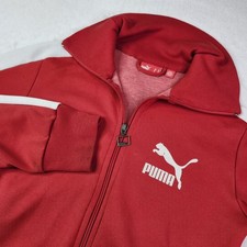 Vintage Puma Womens Iconic Red Track Jacket M Full Zip Retro Athletic Classic