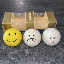 Vintage NOVELTY JOKE PACK OF 3 ASSORTED GOLF BALLS trick gag prank LOC KK