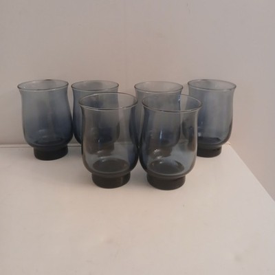 6 Vintage Libbey Tulip Dusky Blue Glasses 10 Oz 