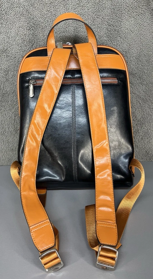 Bolso Mochila para Laptop BOSTANTEN Cuero Genuino Negro y Tostado 15.6 pulgadas Foto 4 de 4