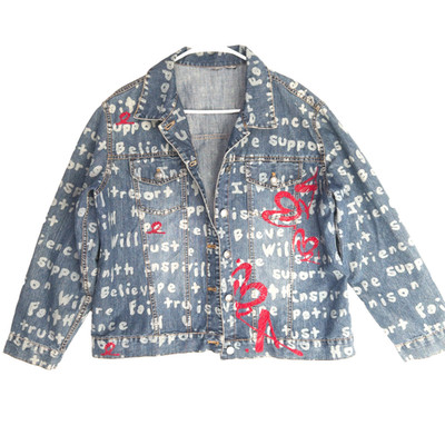 Chicos Graffiti Affirmations Denim Jacket Embroidered Art To Wear Words Womens L