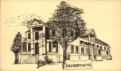 Calvert Hotel Calvert Texas artist rendering by Carter vintage postcard x308