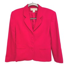 Vintage Jones New York Blazer 90s Fuschia Wool 10 Petite Made in USA