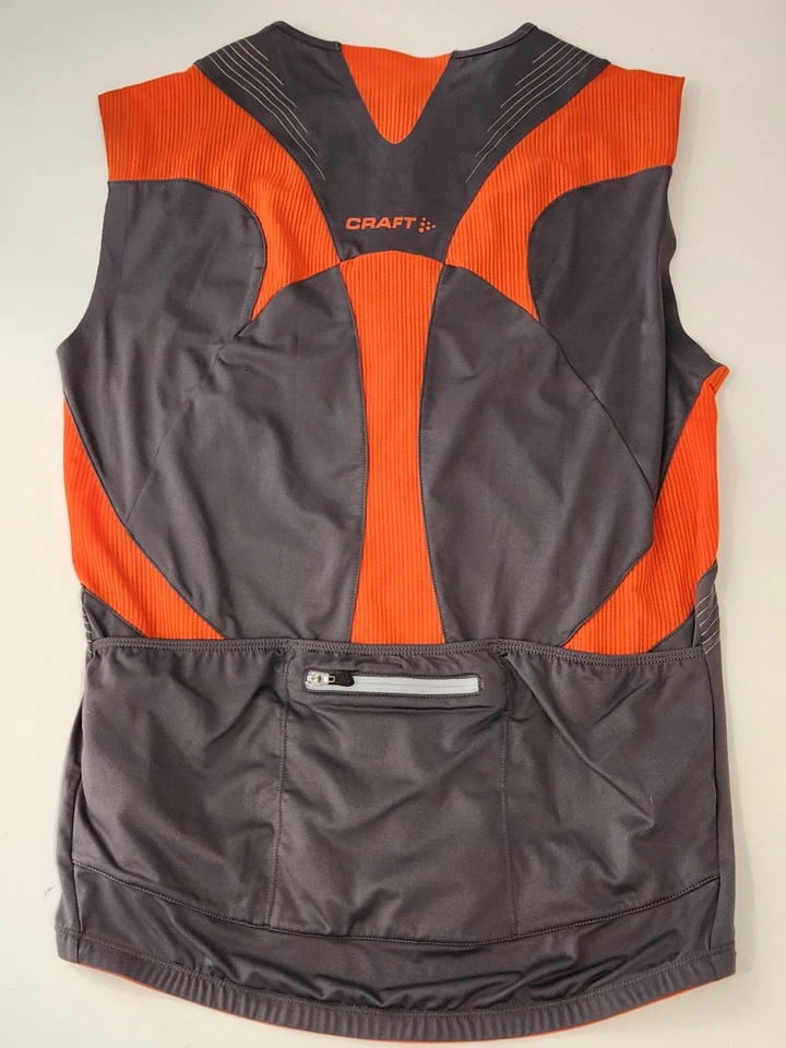 Craft Mens Cycling Vest Zip Large Grey Orange Back Pockets Zipper Sports Clothes - Image 2 of 4
