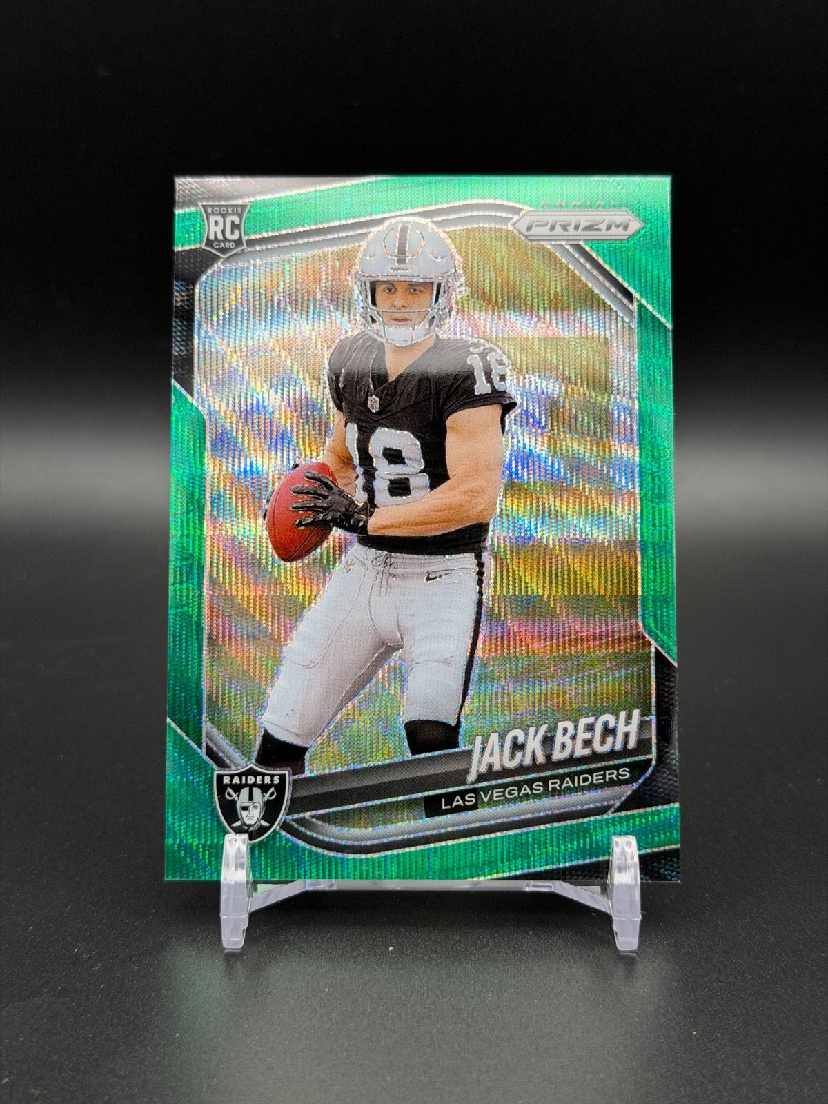 2025 Panini Prizm Jack Bech #346 Green Wave Prizm RC Las Vegas Raiders 