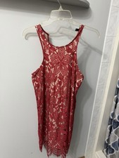 Express Floral Lace Red Evening Party Dress Women's S/P