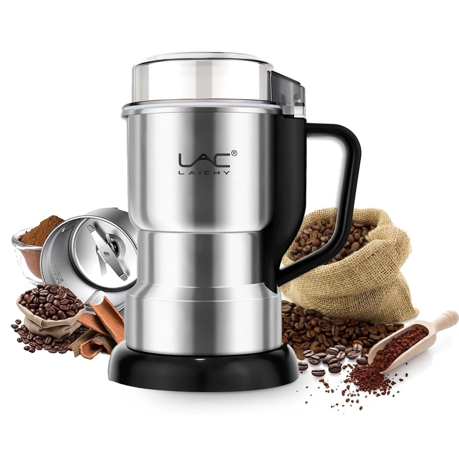Electric Coffee Grinder & Spice Grinder, 150W Fast Grinding with Stainless St...