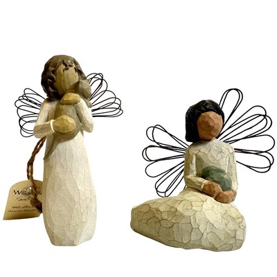 Demdaco Vintage Willow Tree '' With Affection'' and ''Angel of Protection'' Set of 2
