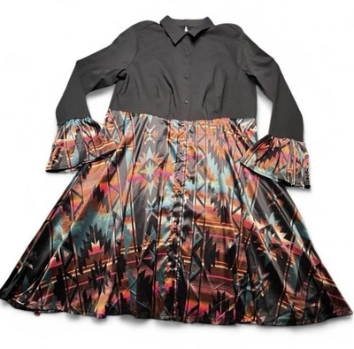 Crazy Train Black/Aztec Print Dress, XL