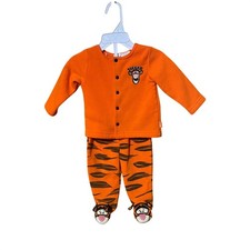 Disney Winnie the Pooh Tigger Orange Fleece Pajama Set Footed Pants Baby