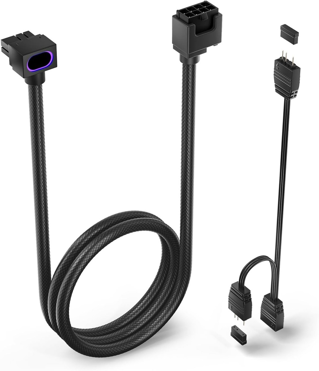 ASIAHORSE Hydrus ARGB PSU Extension Cable, 8-Pin GPU Type-B, 30cm