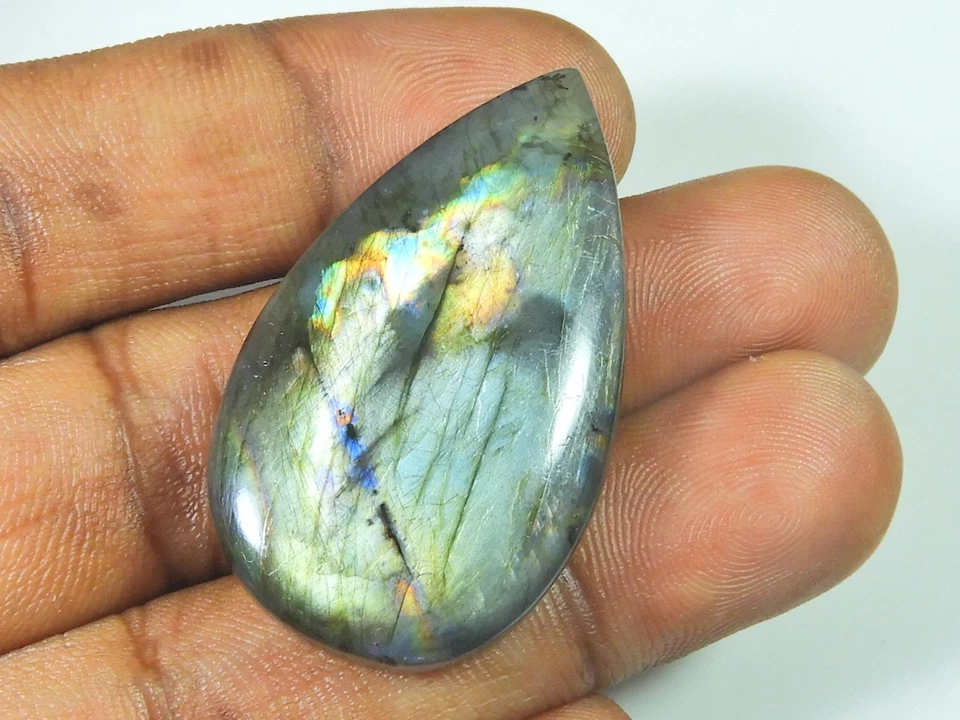 24X44MM Natural Labradorita Rosa Púrpura Llamante Pera Cabujón Piedra precios... - Imagen 2 de 4