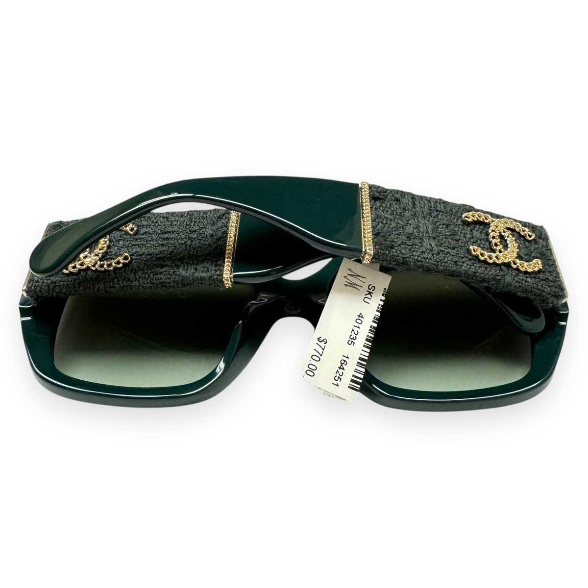 Chanel Sunglasses ch5512A 1459/S3 Dark Green Tweed Gold CC Logo