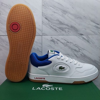 Lacoste Lineset Leather Size 8.5 Mens White Red Blue Lifestyle Sneakers 124 SMA
