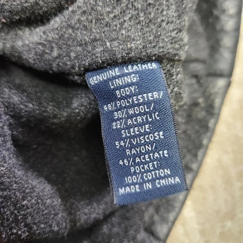 Brooks Brothers Leather Jacket Men XL Black Bomber Wool Blanket Lined Heavy image 4