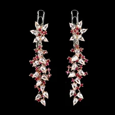 925 Sterling Silver Earrings Pear Sapphire Ceylon Ruby Myanmar Gemstone Jewelry