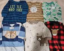 Lot Of 6 Carters Fleece Footed Pjs Pajamas Size Newborn 0-3 Month Cozy Brother