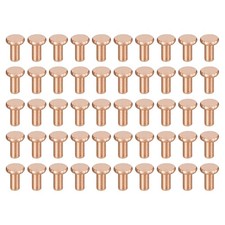 50Pcs 3mm Dia x 6mm L Shank Flat Head Copper Solid Rivets Fastener Copper