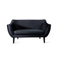 Sofa 2 Sitzer Schwarz Modern Wohnzimmer Luxus Design Holz MöBel Polster Stoff