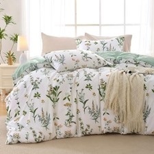 Duvet Cover Queen Size, Queen 90"x90" 04 - Green Flower No Comforter 