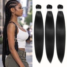 26in Pre Stretched Braiding Hair Easy Braids Long Extensions Straight Hair BLACK