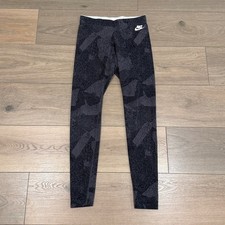 NIKE Gray Abstract Pattern Mid Rise Cotton Active Lounge Gym Legging Size Small