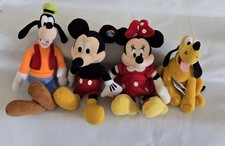 Set of 4 Disney Plush Characters, Mickey, Minnie, Pluto, Goofy, 8-10"