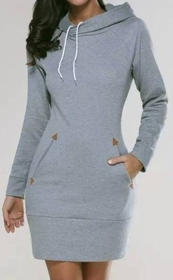 Fashion Autumn Dresses. Women Hooded Pocket Long Sleeve 
