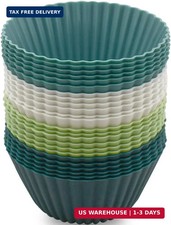 24 Pack Silicone Baking Cups Reusable Muffin Liners Non-Stick Cup Cake Molds Set