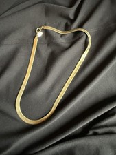 Beautiful Italian  17&rdquo; Gold Tone 6mm Herringbone Vintage Necklace By Stefano