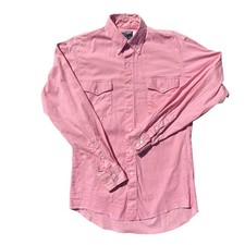 Wrangler Cowboy Cut Western Shirt Pink USA Made Regular Fit X-Long Tails 15-34