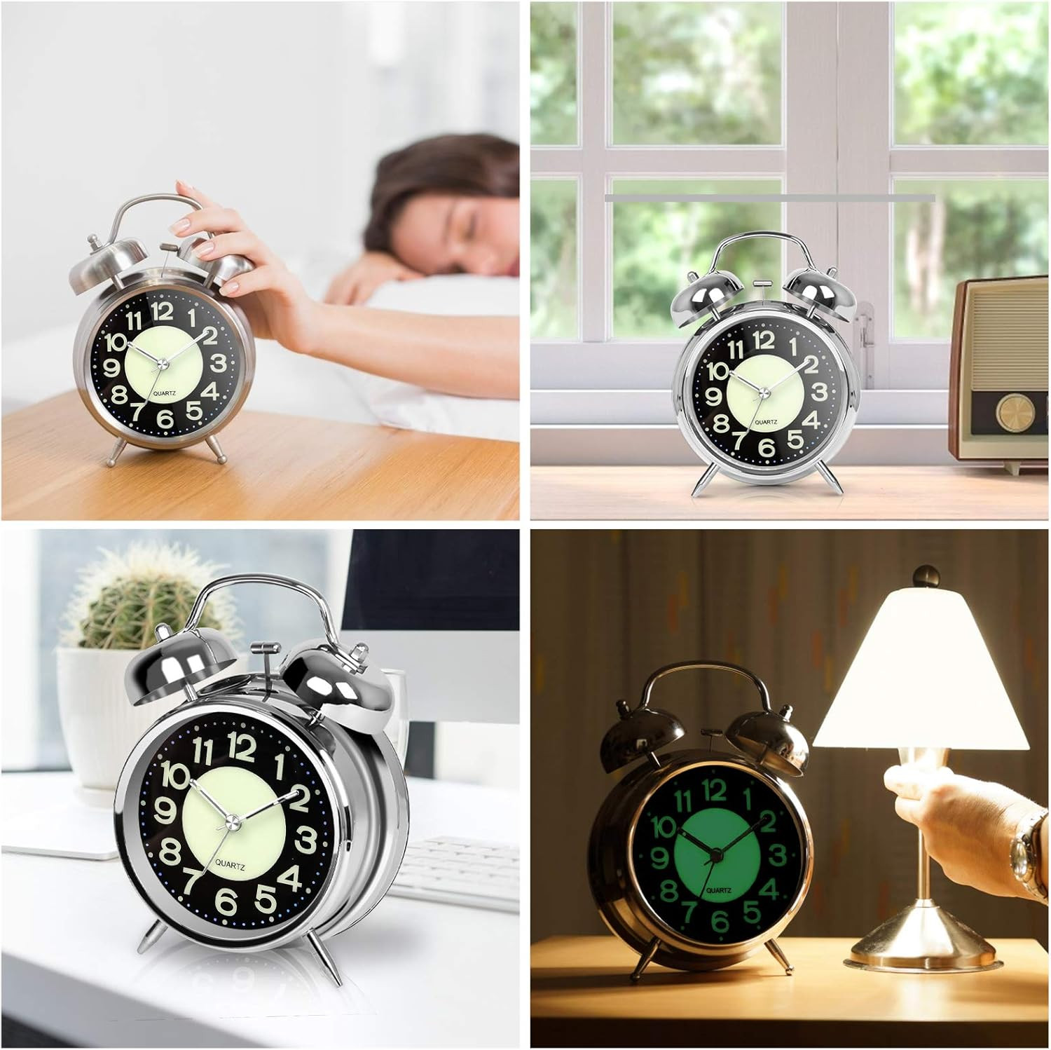 Super Loud Alarm Clock for Heavy Sleepers Adults Twin Retro 4 Inch Silent Non