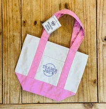 NEW Limited edition Pastel PINK Trader Joe’s Mini Canvas Tote Bag Reusable