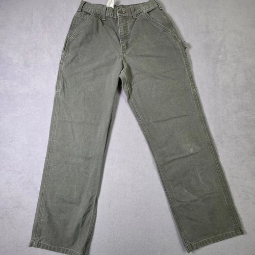 Carharrt Pants Mens 28x31 Green Canvas Carpenter Dungaree Fit Workwear Outdoor