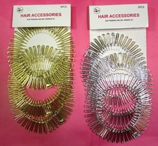 LOT OF 3 -CIRCLE STRETCHABLE SPRING HAIR COMBS TEETH STYLING HAIR CLIPS-HC67GS