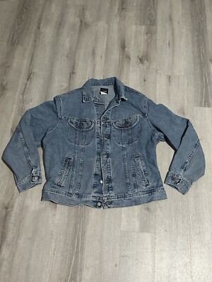 Vintage Riveted Lee Jean Jacket Mens L Regular Trucker Made in USA Light Wash
