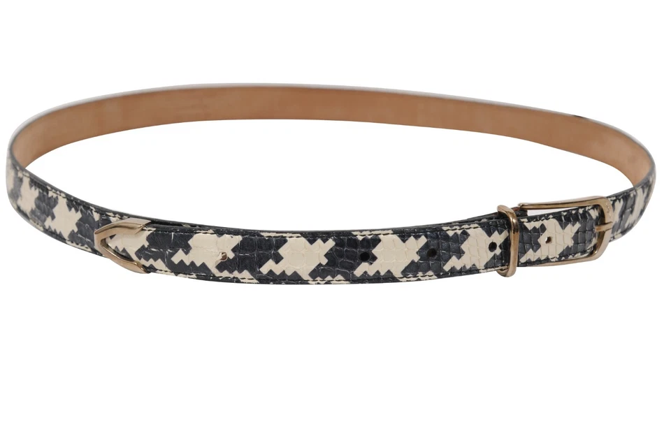 Cinturón Salvatore Ferragamo Pitón Ajustado Talla 95CM Negro Blanco Piel de Serpiente Cuero Foto 3 de 4