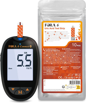 ANGEBOT !!! FORA Harnsäure-Messgerät mit 10 Teststreifen inkl. 10 Stechhilfen