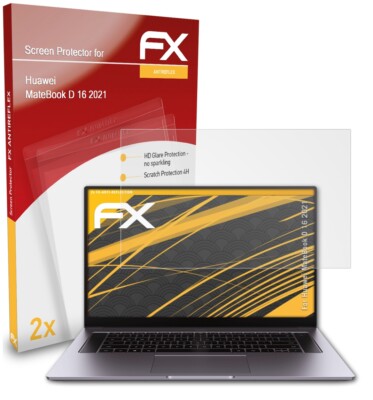 atFoliX 2x Panzerfolie für Huawei MateBook D 16 2021 Schutzfolie matt&stoßfest