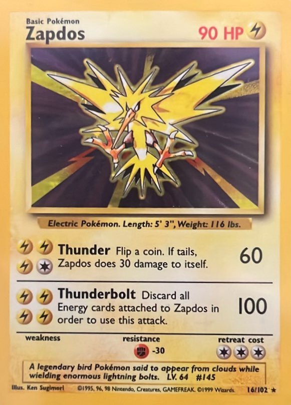 Pokémon Base Unlimited (Shadow) Zapdos | eBay