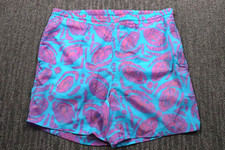 Vintage 90s Mesh Lined Swim Trunks Men's Tropical Blue 34x5 Drawstring Pockets